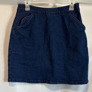 Navy Blue Denim Mini Skirt
